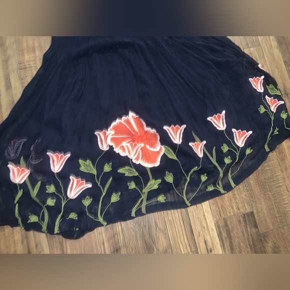 Anthropologie Floreat floral Navy
Blue Embroidered Maxi Dress boho formal fall - Picture 13 of 14